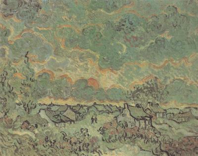 Vincent Van Gogh Cottages and Cypresses:Reminiscence of the North (nn04)